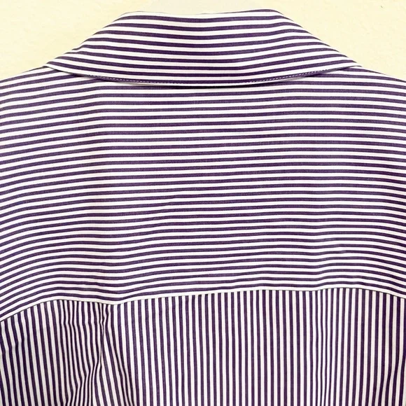 Foxcroft Purple and White Striped Button Down Shirt - Picture 6 of 7